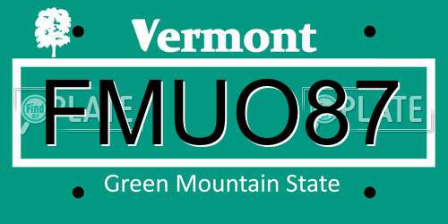 FMUO87 Vermont License Plate