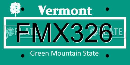 FMX326 Vermont License Plate