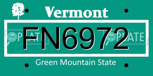 FN6972 Vermont License Plate