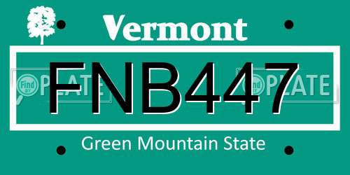FNB447 Vermont License Plate