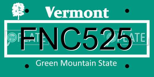 FNC525 Vermont License Plate