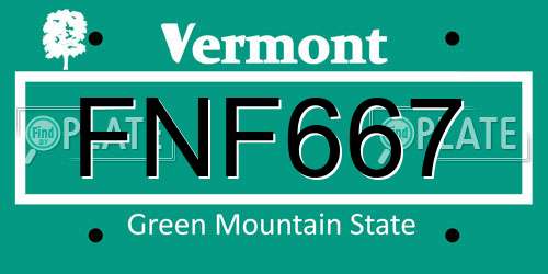 FNF667 Vermont License Plate
