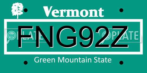 FNG92Z Vermont License Plate