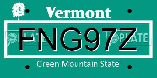 FNG97Z Vermont License Plate