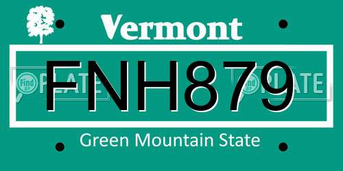 FNH879 Vermont License Plate