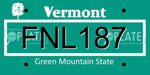 FNL187 Vermont License Plate