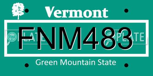 FNM483 Vermont License Plate