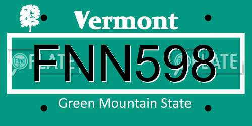 FNN598 Vermont License Plate