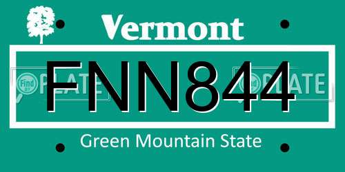 FNN844 Vermont License Plate