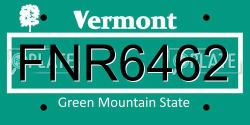 FNR6462 Vermont License Plate
