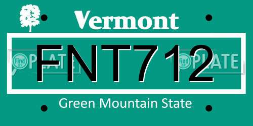 FNT712 Vermont License Plate