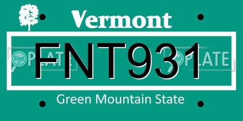 FNT931 Vermont License Plate
