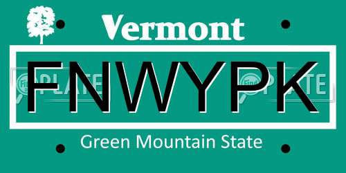 FNWYPK Vermont License Plate