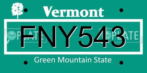 FNY543 Vermont License Plate