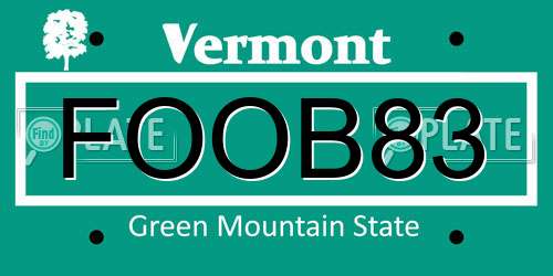 FOOB83 Vermont License Plate