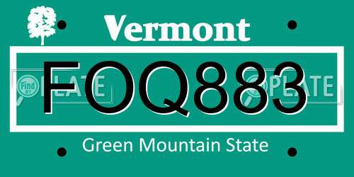 FOQ883 Vermont License Plate