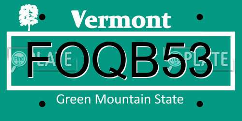 FOQB53 Vermont License Plate