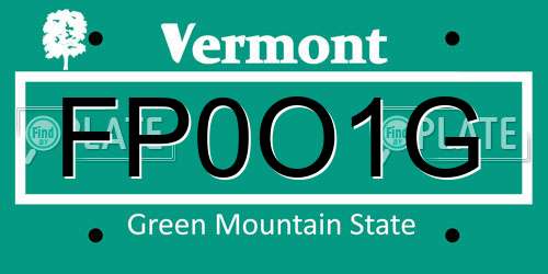 FP0O1G Vermont License Plate