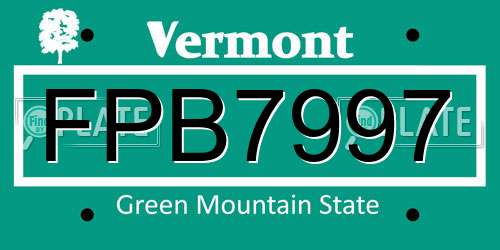 FPB7997 Vermont License Plate