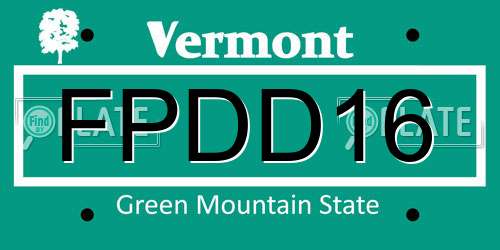 FPDD16 Vermont License Plate