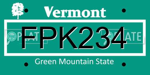 FPK234 Vermont License Plate