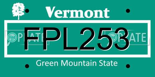FPL253 Vermont License Plate