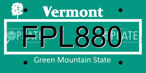 FPL880 Vermont License Plate