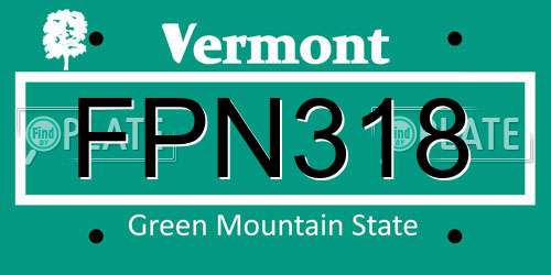 FPN318 Vermont License Plate