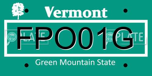 FPO01G Vermont License Plate