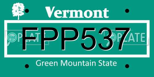 FPP537 Vermont License Plate
