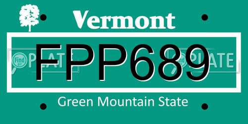 FPP689 Vermont License Plate