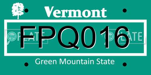 FPQ016 Vermont License Plate