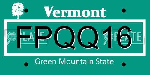 FPQQ16 Vermont License Plate