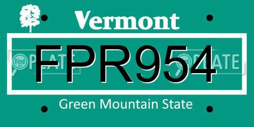FPR954 Vermont License Plate