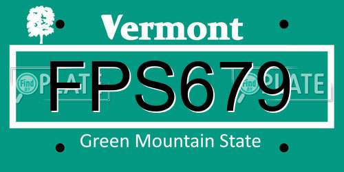 FPS679 Vermont License Plate