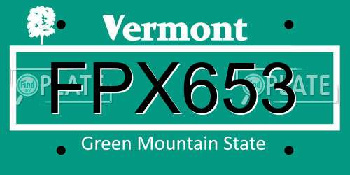 FPX653 Vermont License Plate