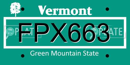 FPX663 Vermont License Plate