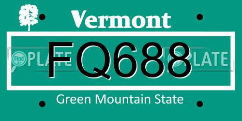 FQ688 Vermont License Plate
