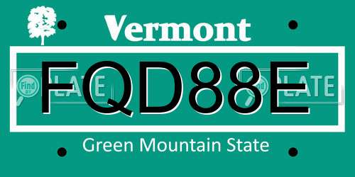 FQD88E Vermont License Plate