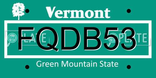 FQDB53 Vermont License Plate