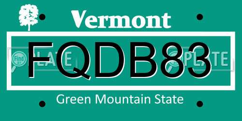 FQDB83 Vermont License Plate