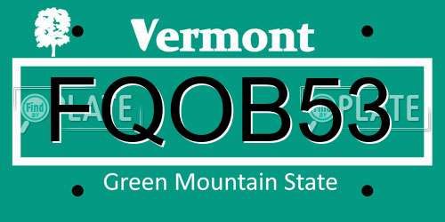 FQOB53 Vermont License Plate