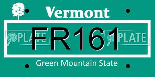 FR161 Vermont License Plate