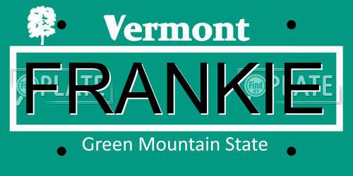 FRANKIE Vermont License Plate