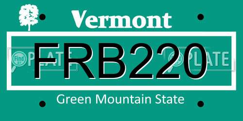 FRB220 Vermont License Plate