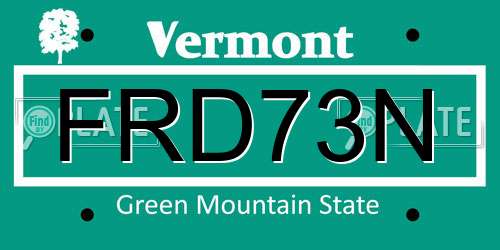 FRD73N Vermont License Plate
