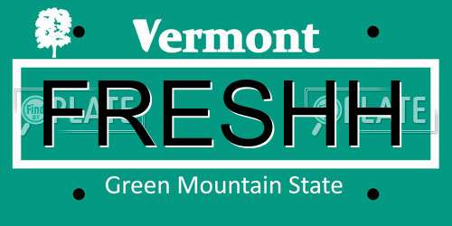 FRESHH Vermont License Plate