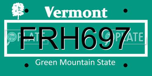 FRH697 Vermont License Plate