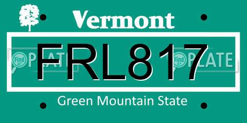 FRL817 Vermont License Plate