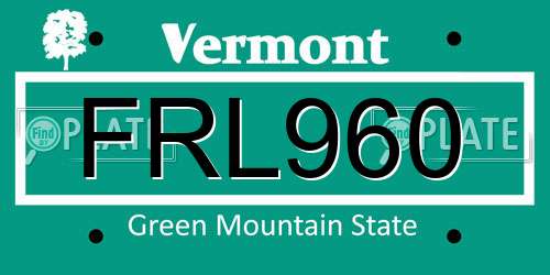 FRL960 Vermont License Plate